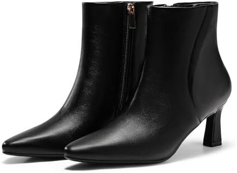 <p>Botas de tobillo para mujer, tac&oacute;n bajo, cerradas, puntiagudas, con cremallera lateral, zapatos de vestir</p>